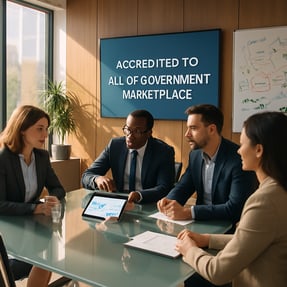 The image features a professional office environment showcasing a modern conference room with a large glass table surrounded by sleek ergonomic chairs-3